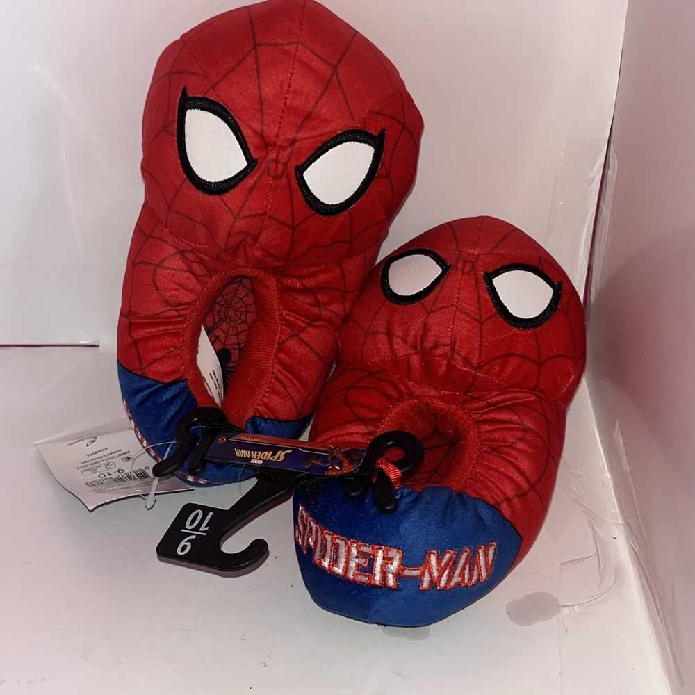 Marvel SpiderMan Plush House‎ Shoes Slippers Toddler Children's Size 9/10 NWT